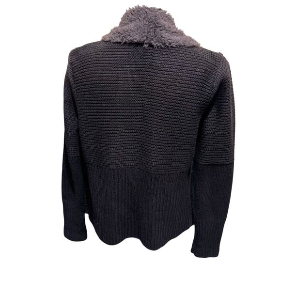 CHELSEA & THEODORE Brown Open Front Sweater Jacket Faux Fur Faux Suede XX-Cozy - Picture 4 of 10